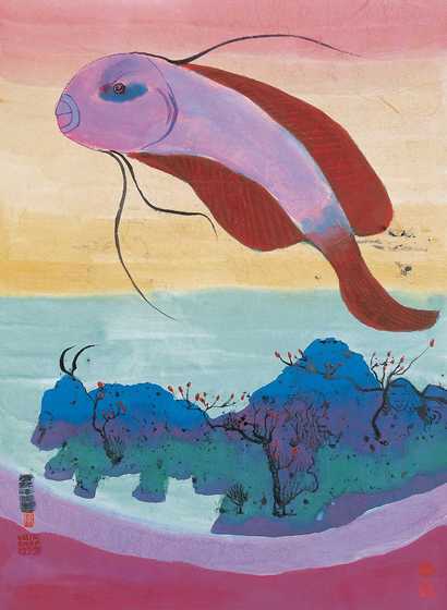 陈福善 1977年作 飞翔的红鳍